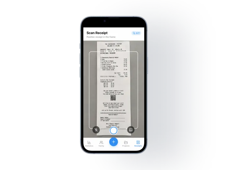 SplitSlip scan receipt — The Cheesecake Factory